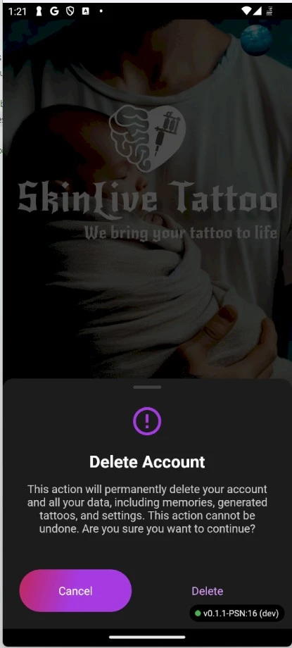 Confirmation of account deletion